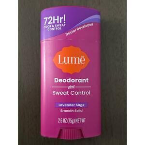 Lume Deodorant Plus Sweat Control Lavender Sage 72hr Smooth Solid Stick